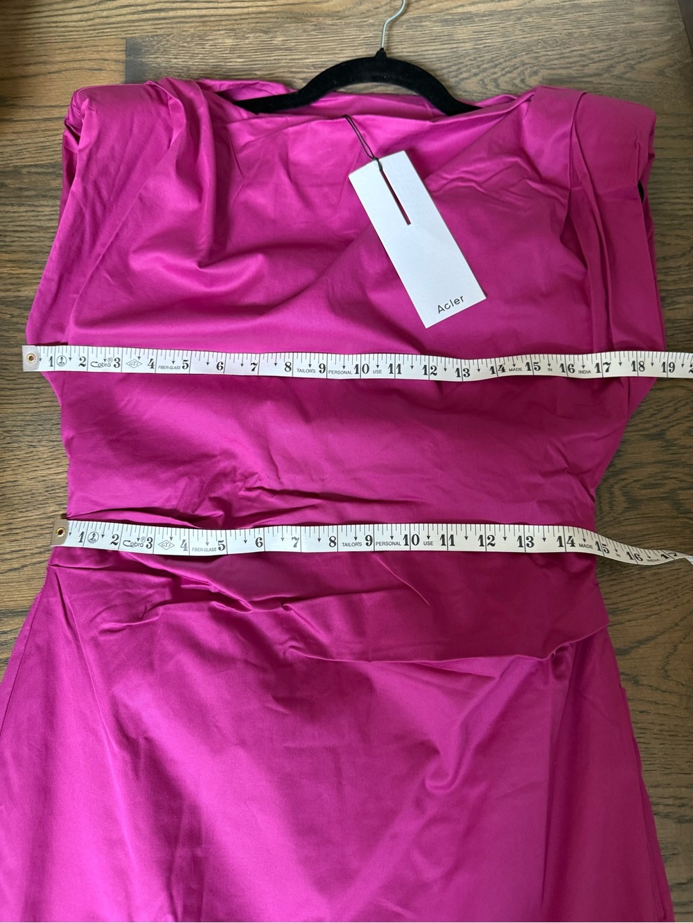 NWT Acler Bepton Midi Dress in fuchsia pink with boat neck and draped detailing. - Picture 11 of 12